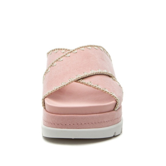 NWT J/SLIDES BAE Pink Faux Suede Sandal - Picture 4 of 14